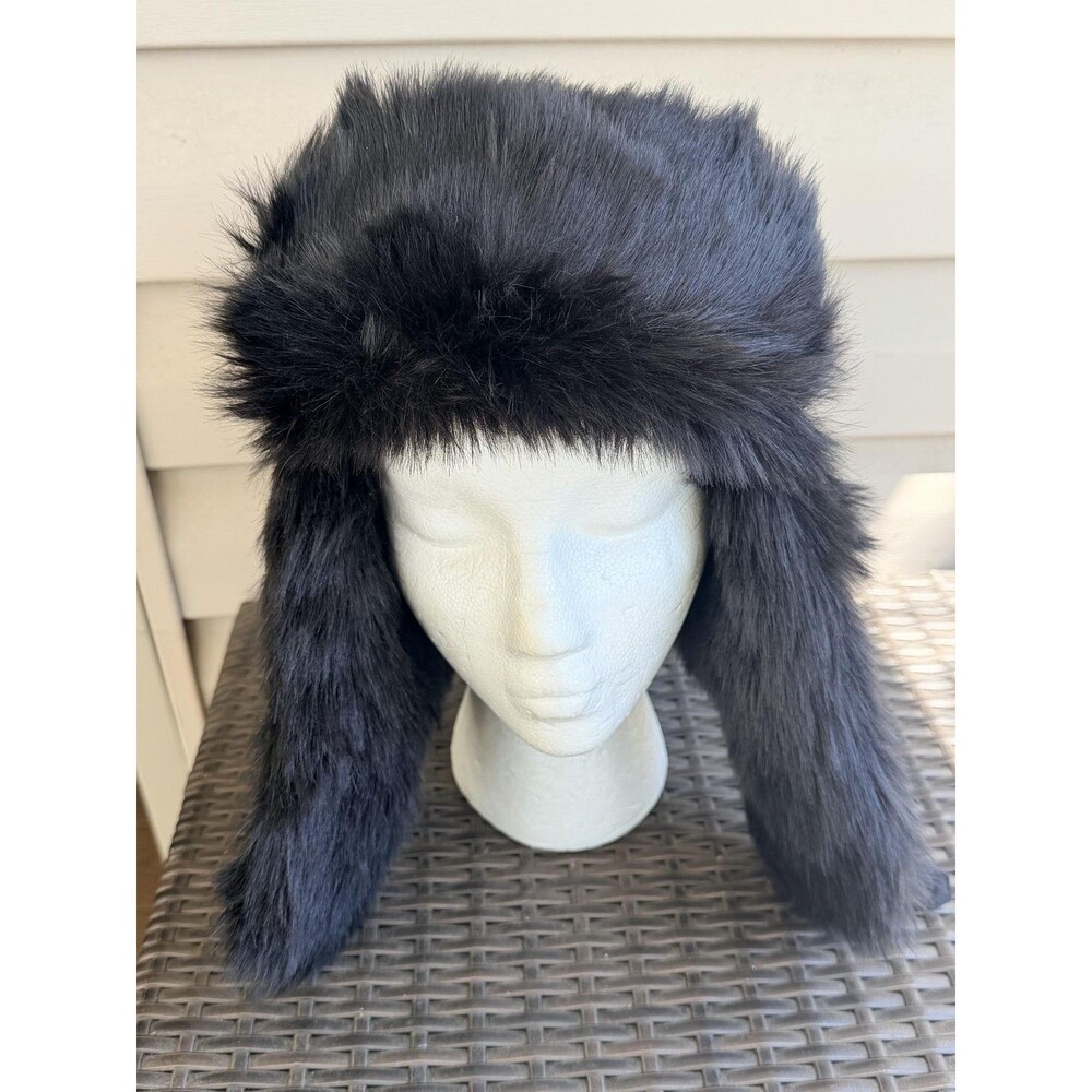 Mad Bomber Trapper Hat Size XL Black Genuine Rabbit Fur Aviator Trooper Cap